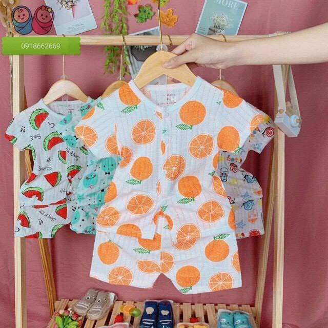 BỘ COTTON GIẤY CỘC TAY CHO BÉ 5-15 KG