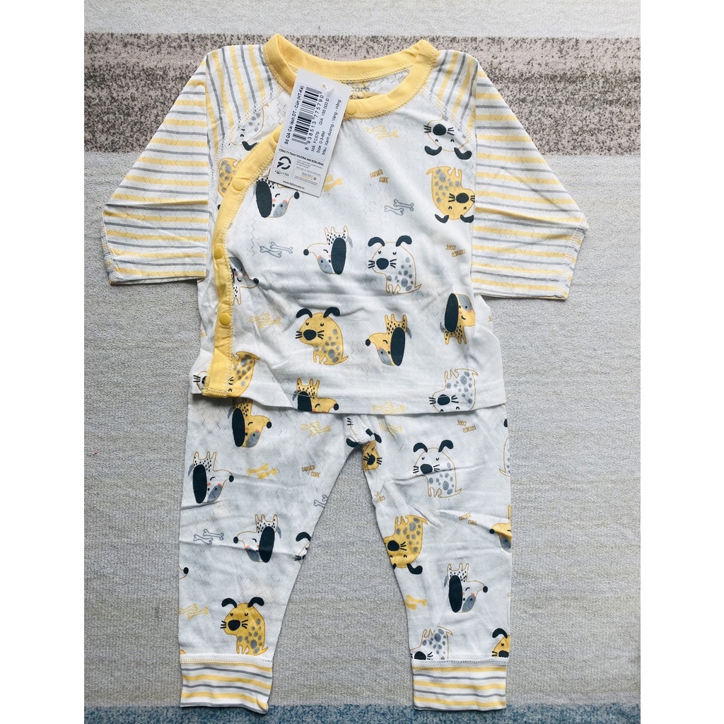 Bộ quần áo dài tay cài lệch cotton họa tiết cún Father Care cho bé