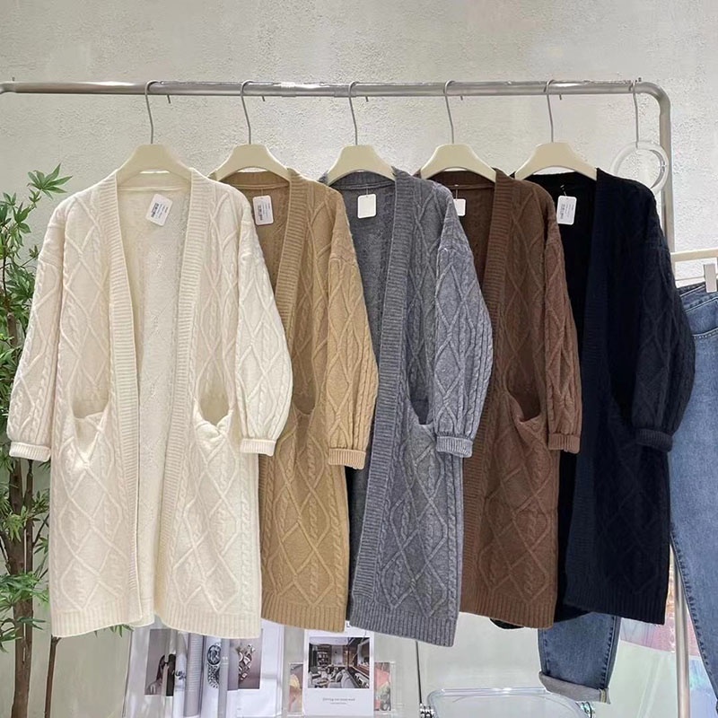 Áo Khoác Cardigan Len Thừng 2 Túi Dáng Dài M302