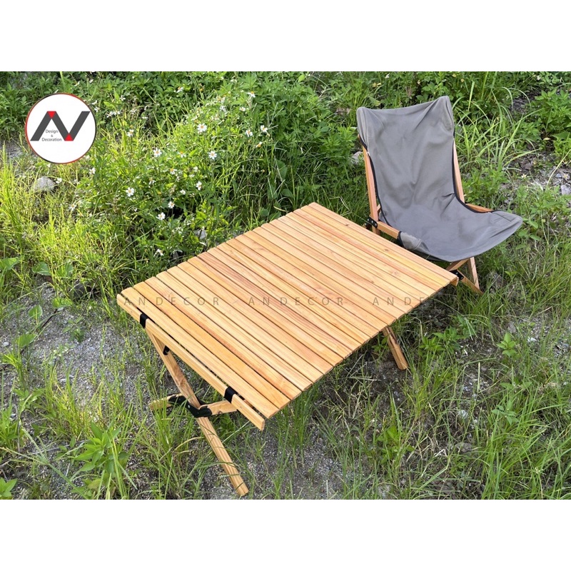 Bàn dã ngoại mặt cuộn gọn gỗ cao cấp - Sản Phẩm được thiết kế và sản xuất bởi ADC Furniture