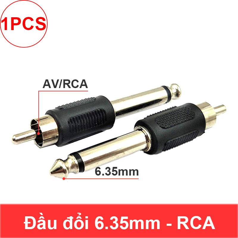 Đầu chuyển đổi 6.35mm/6.5mm ra AV/RCA đầu đực - Giắc đổi RCA AV đực sang 6.5mm - 6.35mm (1 chiếc)