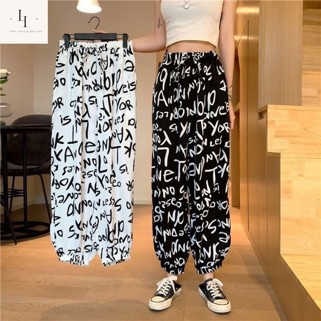 Quần baggy kẻ  ống rộng bo gấu phong cách Hàn Quốc cá tính kiểu dáng suông lưng cạp cao co giãn tôn dáng Liao shop
