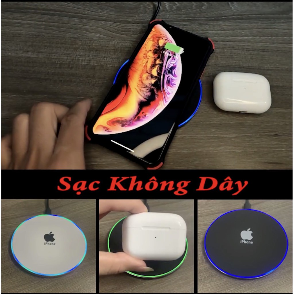 [SẠC NHANH 18W] Sạc Không Dây Cho iPhone 8/8Plus/X/XS/ 11 Pro Max, Samsung, Xiaomi, Oppo, Android QT