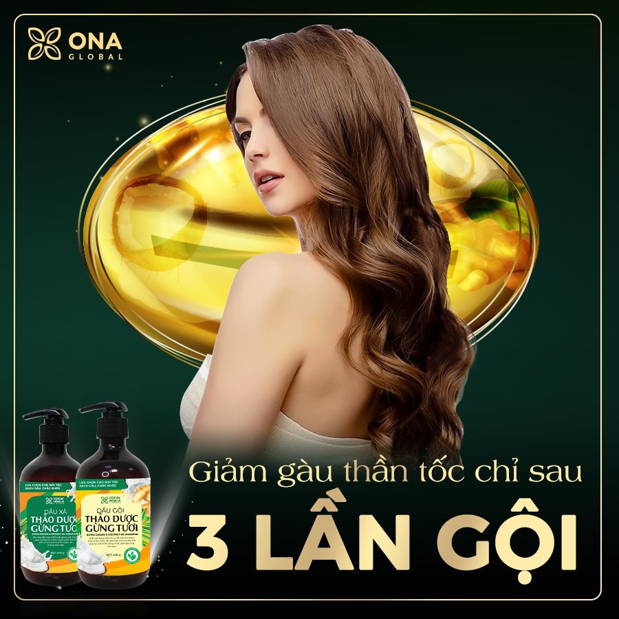 Bộ dầu gội thảo dược Gừng Dừa CỎ CÂY HOA LÁ chăm sóc tóc mềm mượt, đánh bay gàu, giảm ngứa dung tích 440ml/ chai