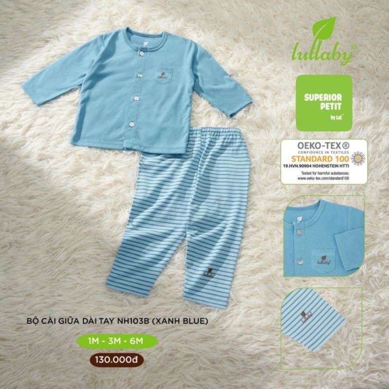 Bộ cài giữa dài tay bé trai/gái Lullaby NH103B (Sz 1-6m)