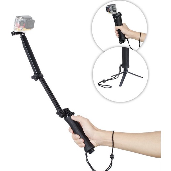 gậy selfie camera hành trình, gậy 3 way monopod dành cho gopro, Sjcam, Eken, Xiaomi và các loại camera hành trình