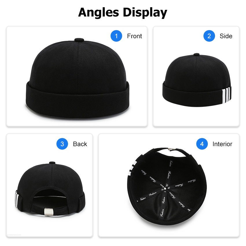 Mũ beanie LOUISWILL màu đen trơn họa tiết kẻ sọc phong cách hip hop thời trang mùa hè cho nam và nữ