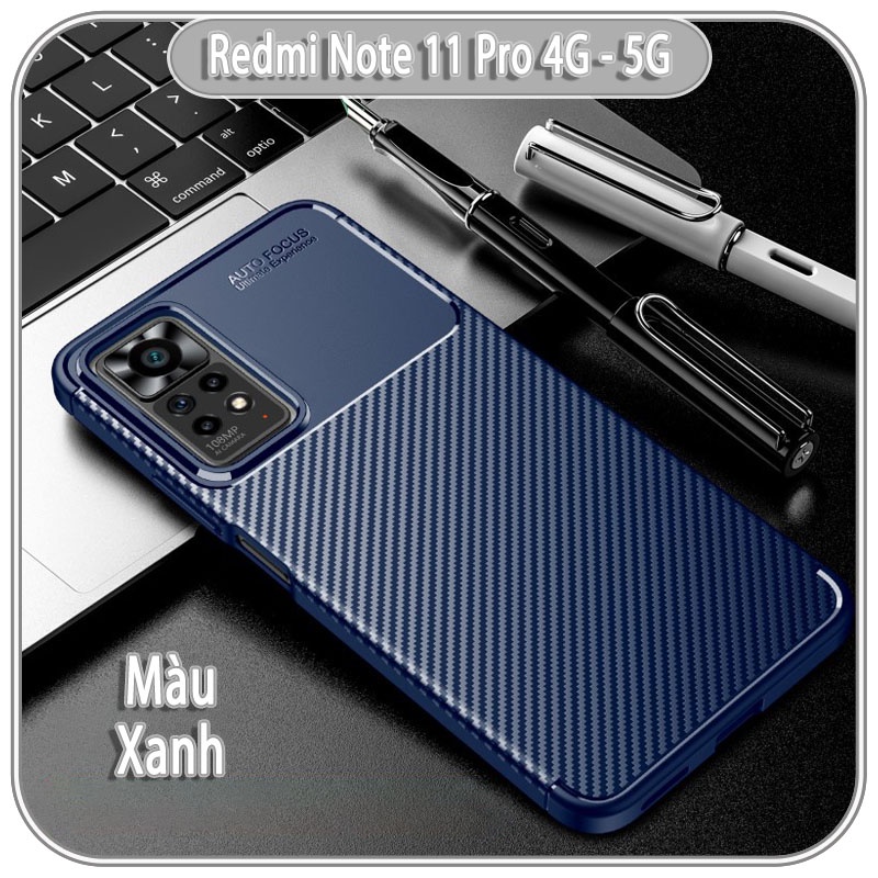 Ốp lưng cho Xiaomi Redmi Note 11 Pro 4G - 5G, Redmi Note 12 Pro 4G chống sốc Carbon Auto Focus