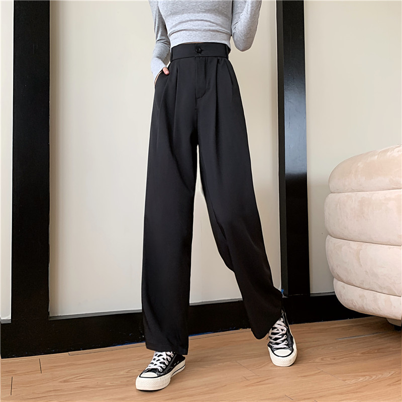 SUXI Quần Dài Màu Trơn Dáng Rộng Thiết Kế Đơn Giản Trẻ Trung Hợp Thời Trang