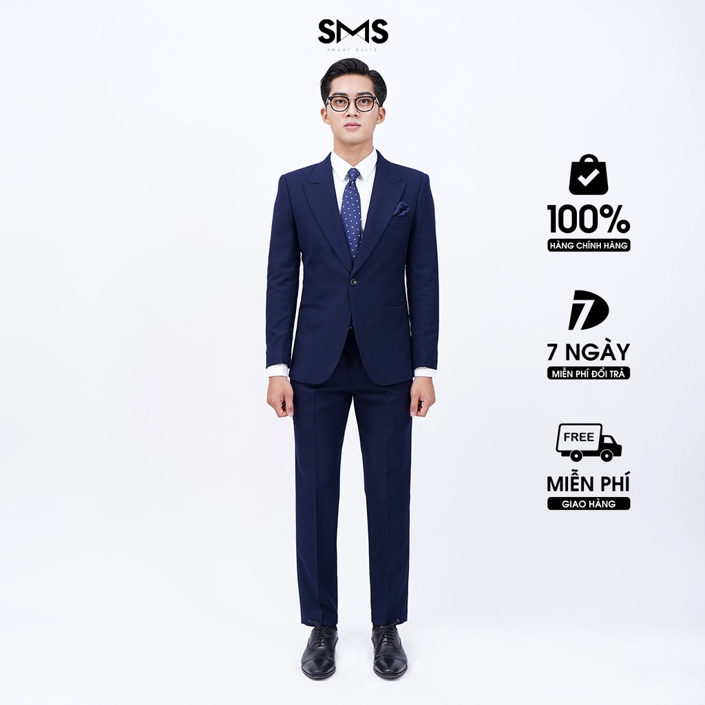 Vest nam xanh sẫm, suits sartorial, 1 khuy 2 túi, chuẩn form Smart Suits