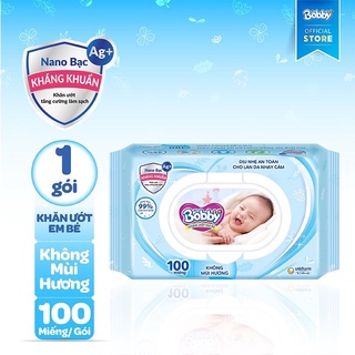 Khăn ướt Bobby không mùi 100 miếng