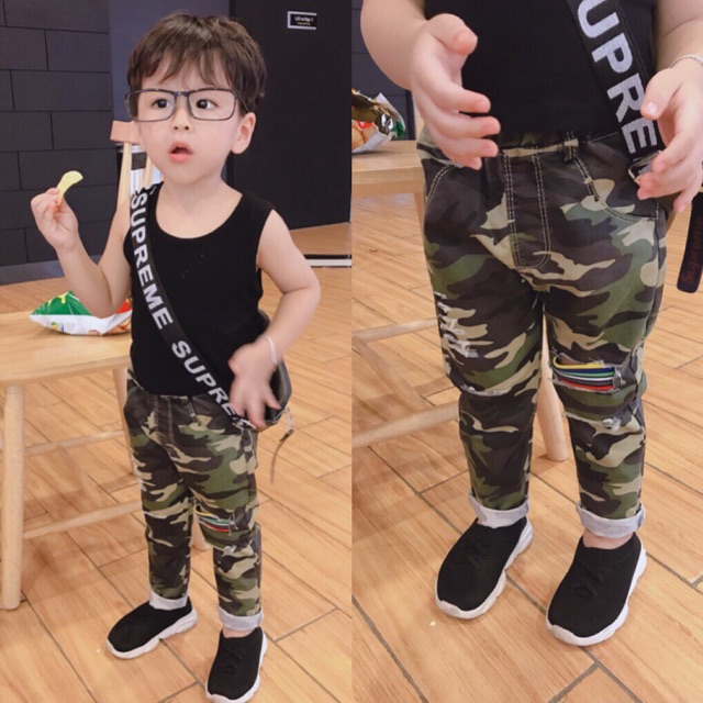SIZE ĐẠI 16-30KG: Quần dài rằn ri túi hộp, quần lính phong cách khoẻ khoắn cho bé trai - QRRTH