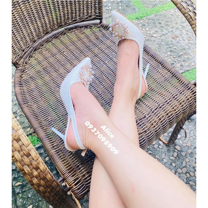 ( Hình Thật ) Giày Dép Cao Gót Mint 9P, 11P Phối Nơ Đá - Hàng VNXK Cao Cấp - Full Size 34-40