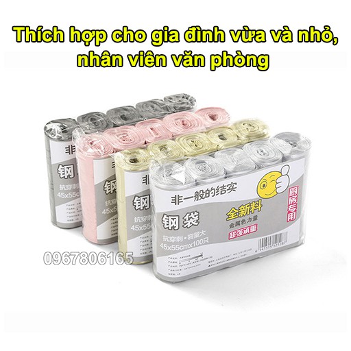 SET 5 cuộn túi đựng rác siêu dai dày dặn cho hộ gia đình, văn phòng - 100 túi/gói tự phân hủy