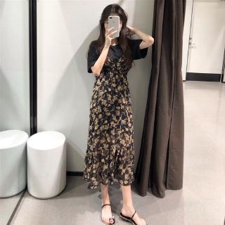 Đầm hoa hai dây thời trang pháp quý phái S-xl
