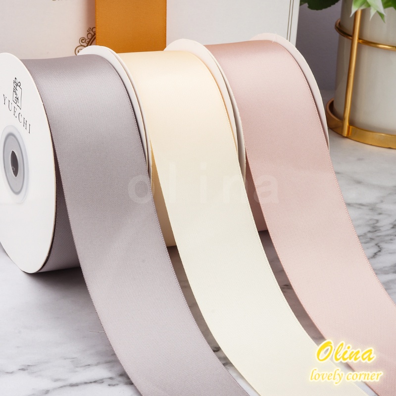 Cuộn Dây Ruy Băng Hai Mặt Bằng Polyester Rộng 3.8cm Dài 18.2m Dùng Để Gói Quà Đám Cưới