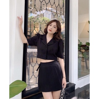 Pass váy xếp li đen Rubies shop size XS