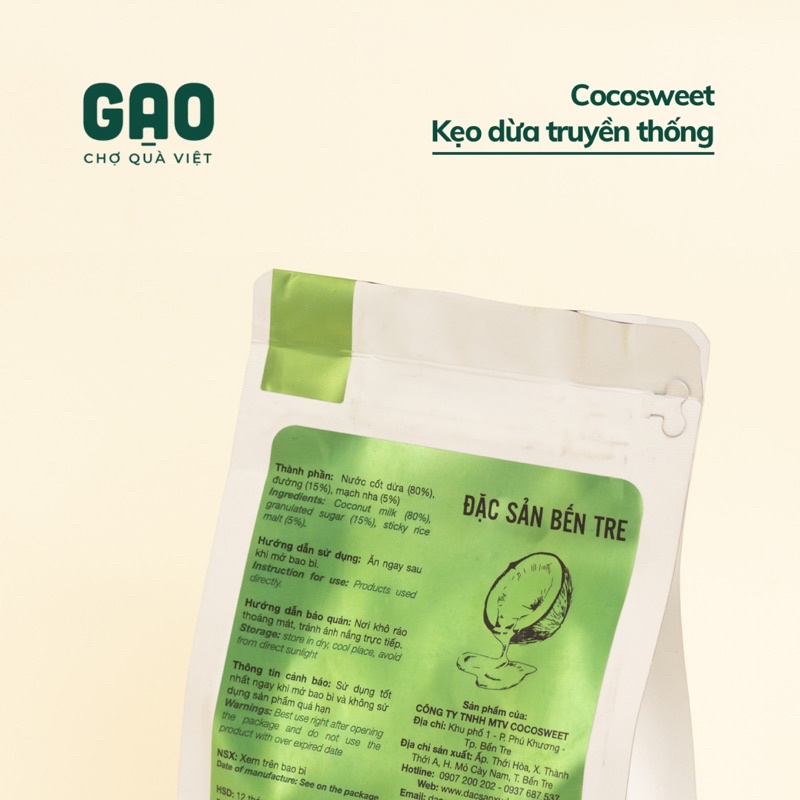 Kẹo dừa dẻo truyền thống và mix vị đặc sản Bến Tre - Cocosweet - Gói 200g