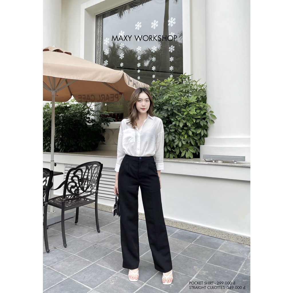 Quần ống suông có xếp ly straight culottes