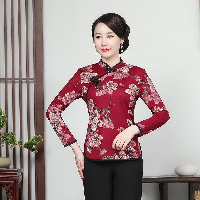 Áo sơ mi sườn xám mỏng tay dài phong cách cổ điển thời trang cao cấp cho nữ plus size XL-5XL