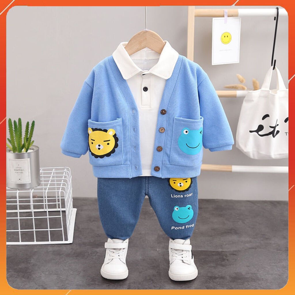 Áo khoác cho bé gái-bé trai KT2O,áo len cardigan chất cotton in hình thú cực yêu cho bé 1-5 tuổi từ 7-20kg Trang-store