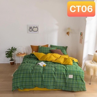Bộ chăn ga gối Cotton TC Nhà Nhím Chăn ga gối sọc caro 4 món