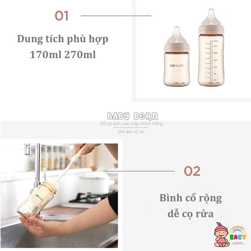 Bình sữa Moyuum 270ml/ 170ml PPSU chuẩn nội địa Hàn