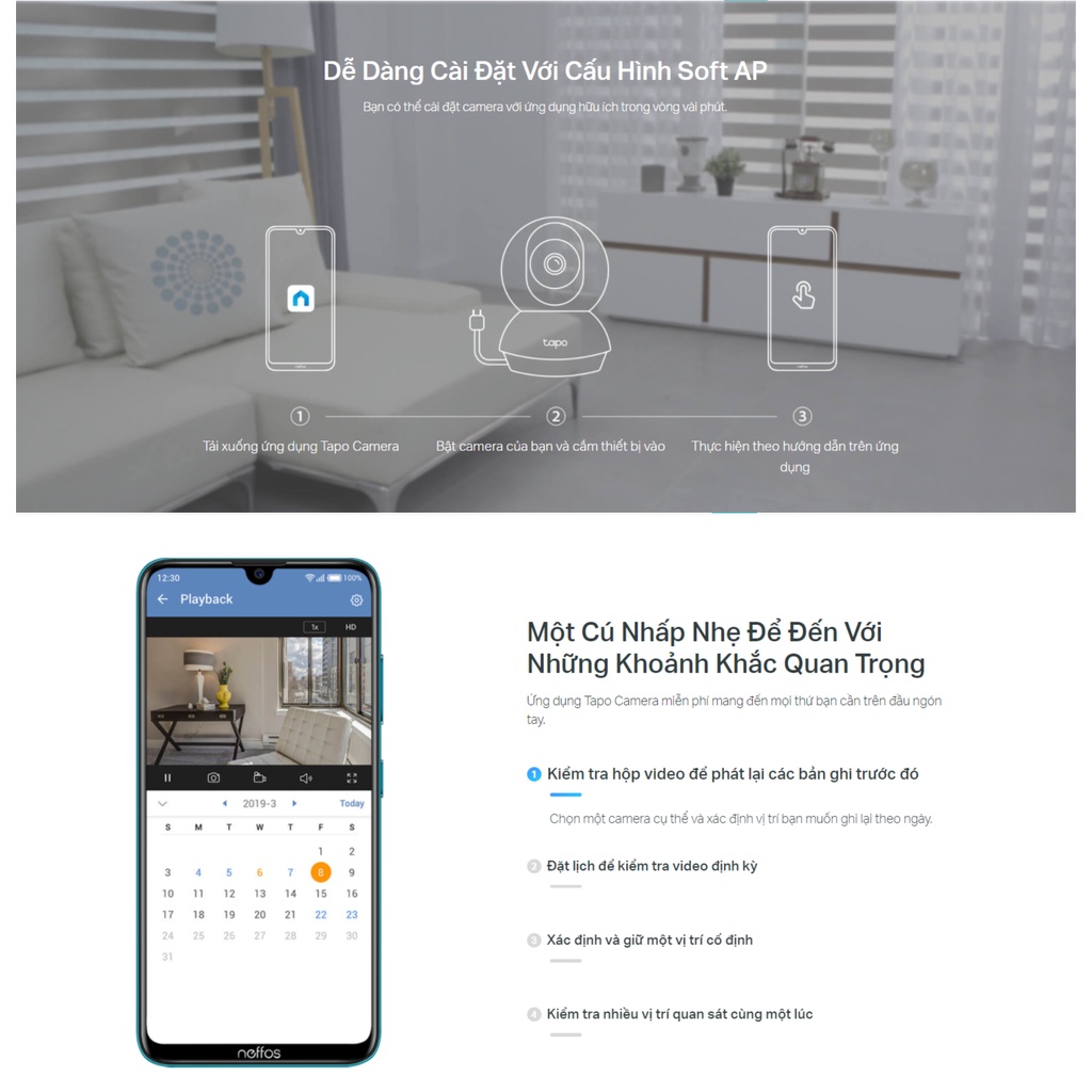 Camera TPLink Tapo C210 / C200 Thông Minh 3M 2M Quản Lí App Đàm Thoại 2 Chiều - Chính Hãng
