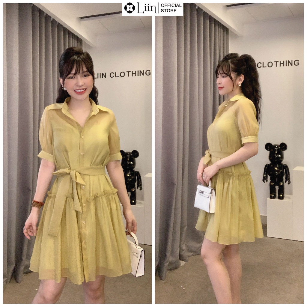 Đầm sơ mi thiết kế chất vải tơ cao cấp kiểu dáng trẻ trung, thanh lịch Liin Clothing D6571