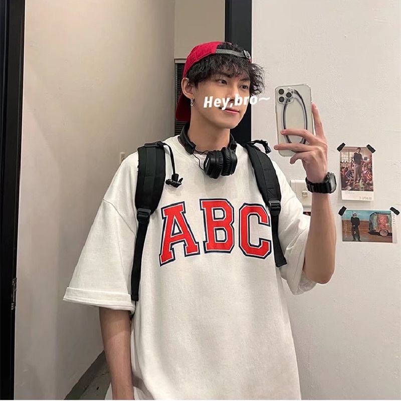 Áo Thun Tay Ngắn Dáng Rộng In Chữ Phong Cách Hip Hop Nhật Bản Thời Trang Mùa Hè Cho Nam size M-5XL