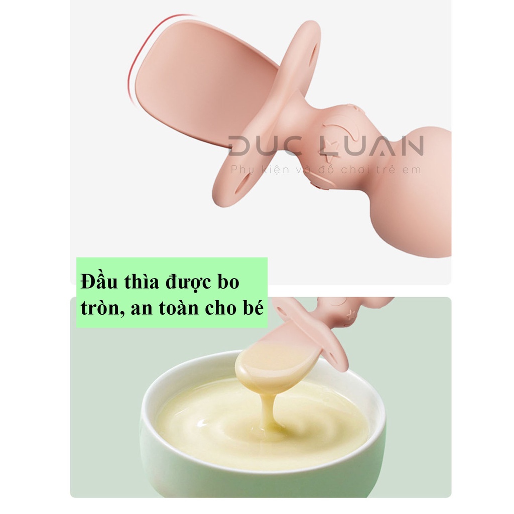 Set thìa và dĩa cán ngắn cho bé tập ăn dặm - Thìa và nĩa tập xúc, tập ăn chống hóc - cho trẻ từ 6 tháng