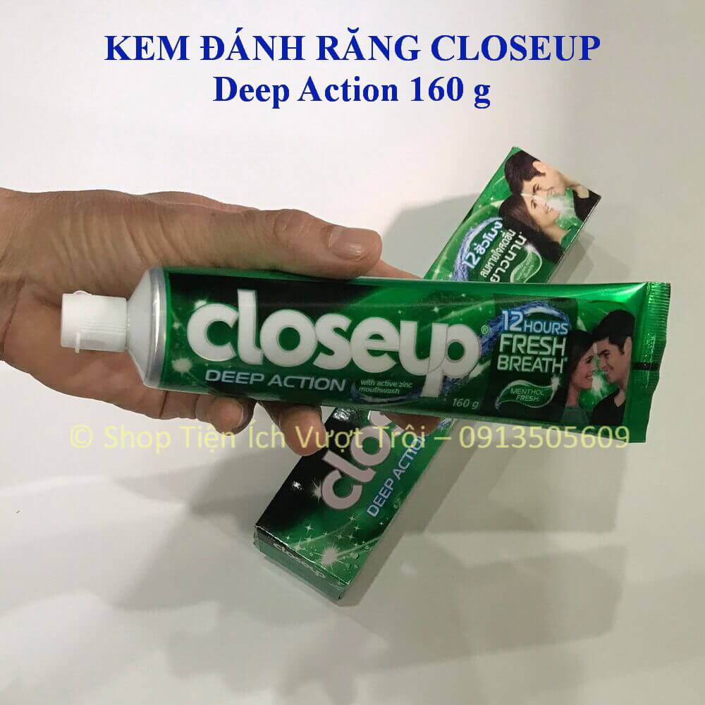 Kem đánh răng Closeup Deep Action nhập khẩu từ Thái Lan, loại 160g, hương thơm mát tự nhiên-Tiện Ích Vượt Trội