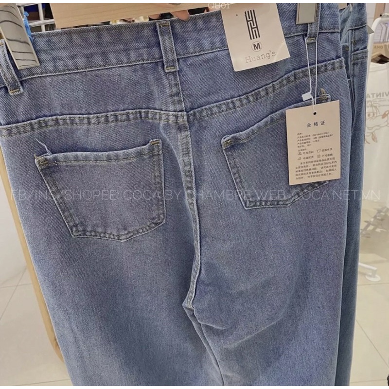 Set Quần Baggy Jaens Ống Rộng Suông Cá Tính + Áo Sơ Mi Trắng Cổ Trụ Tay Dài Tay Lỡ Sang Chảnh