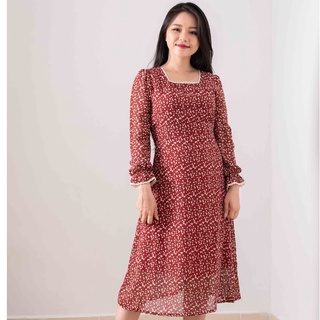 Váy hoa nhí dài tay cổ tròn vintage Juka Shop