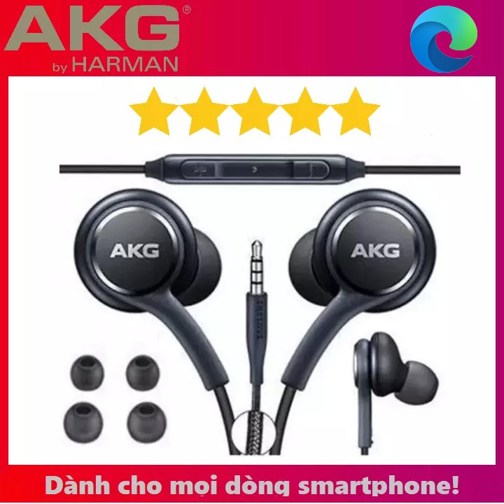 Tai nghe EARPHONE AKG S10+, tai nghe nhét tai có mic dây cáp bọc dù classic kèm 2 cặp núm phụ silicon