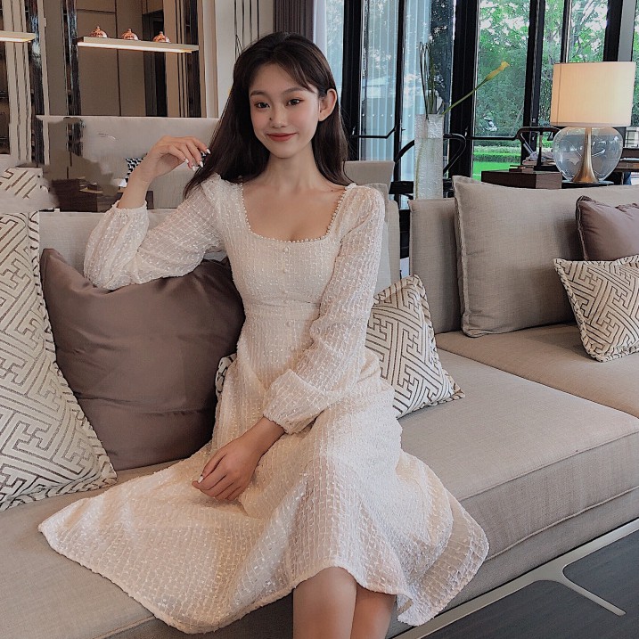 Đầm váy dự tiệc tiểu thư tay dài phối ngực Ulzzang | BigBuy360 - bigbuy360.vn