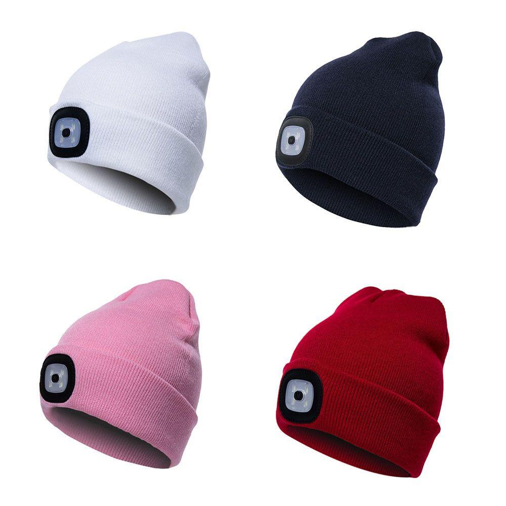 Mũ Len Trùm Đầu Tích Hợp Đèn LED Nhiều Màu Có Nút Sử Dụng Pin Tiện Lợi