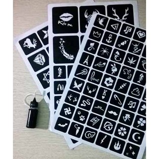 Bộ xăm hình tạm thời 7 ngày (1 lọ mực xăm và 5 tấm khuôn mẫu tự chọn)