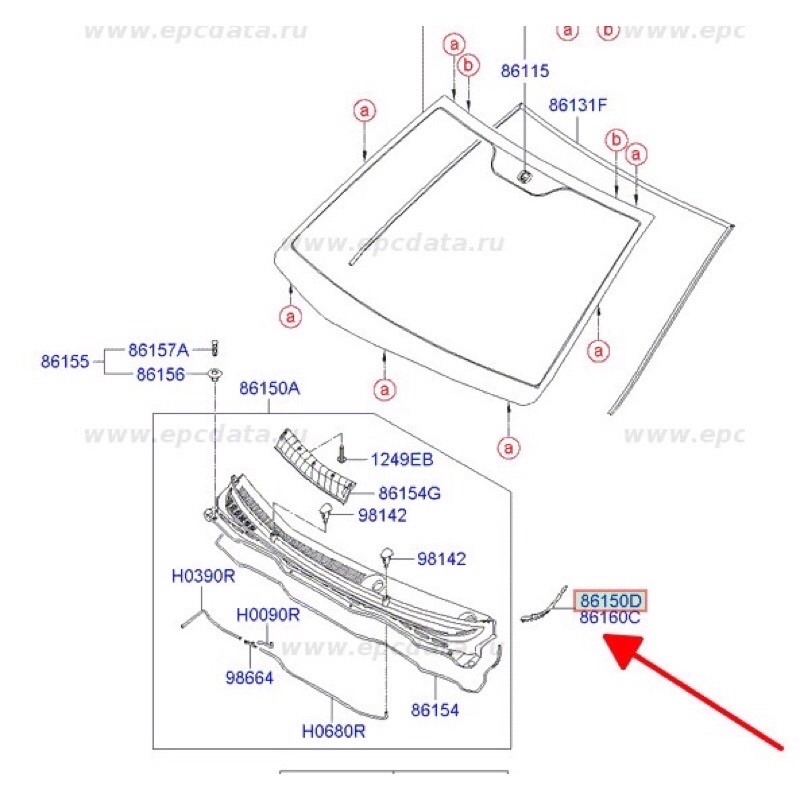 Ốp đuôi  máng nước chân kính chắn gió Hyundai I20 861601J010,  861501J010