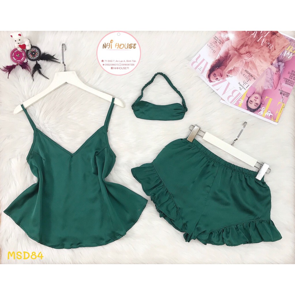 [FREESHIP 50K] [GIÁ SỐC] BỘ NGỦ 2 DÂY LỤA SATIN NHISTORE QUẦN LAI  BÈO  TẶNG  KÈM BỊT MẮT ĐÁNG YÊU FREESIZE DƯỚI 60KG | BigBuy360 - bigbuy360.vn