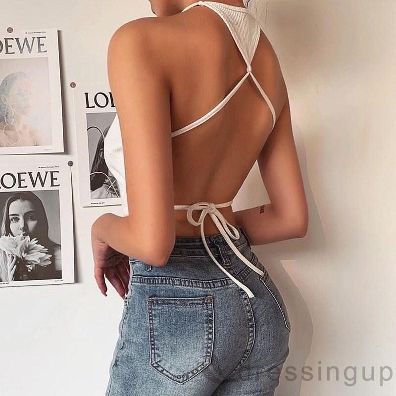 Áo Trễ Vai Không Tay Màu Trơn Quyến Rũ Dành Cho Nữ