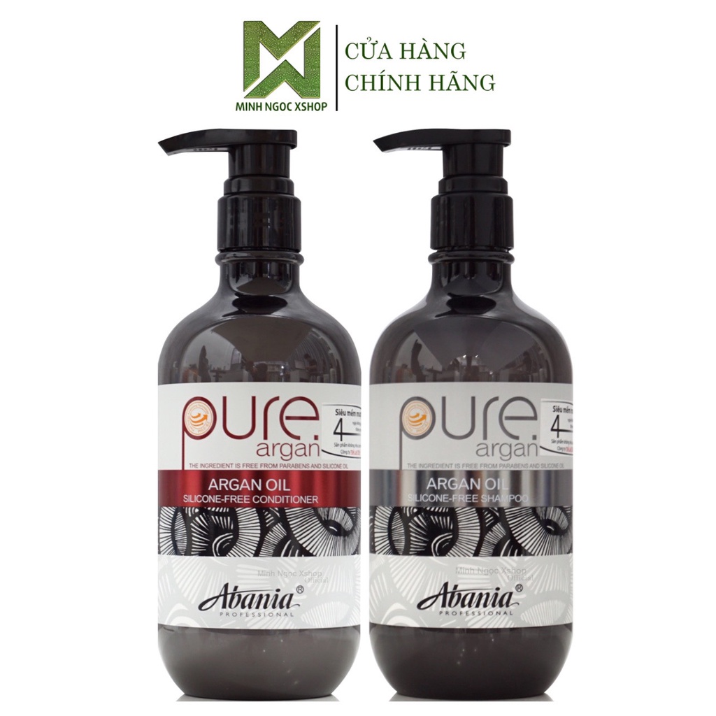 Dầu gội xả phục hồi trẻ hóa tóc Abania Pure Argan 500ml siêu mềm mượt chuẩn salon