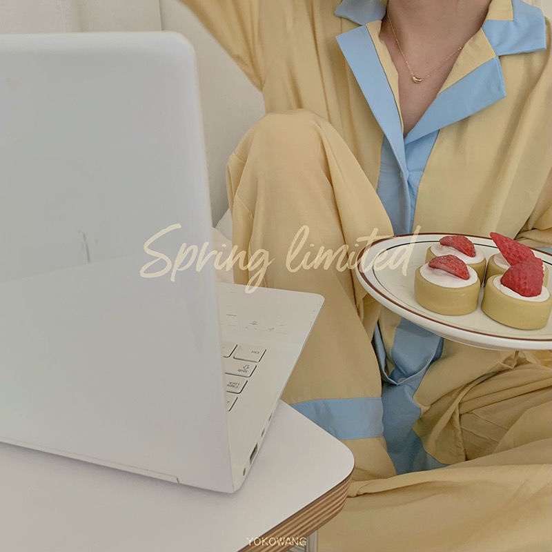 Bộ đồ ngủ tay dài dáng rộng thoải mái phong cách Hàn Quốc thời trang mùa hè mới 2021