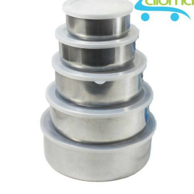 Bộ 5 Bát Inox Đựng Thực Phẩm Có Nắp