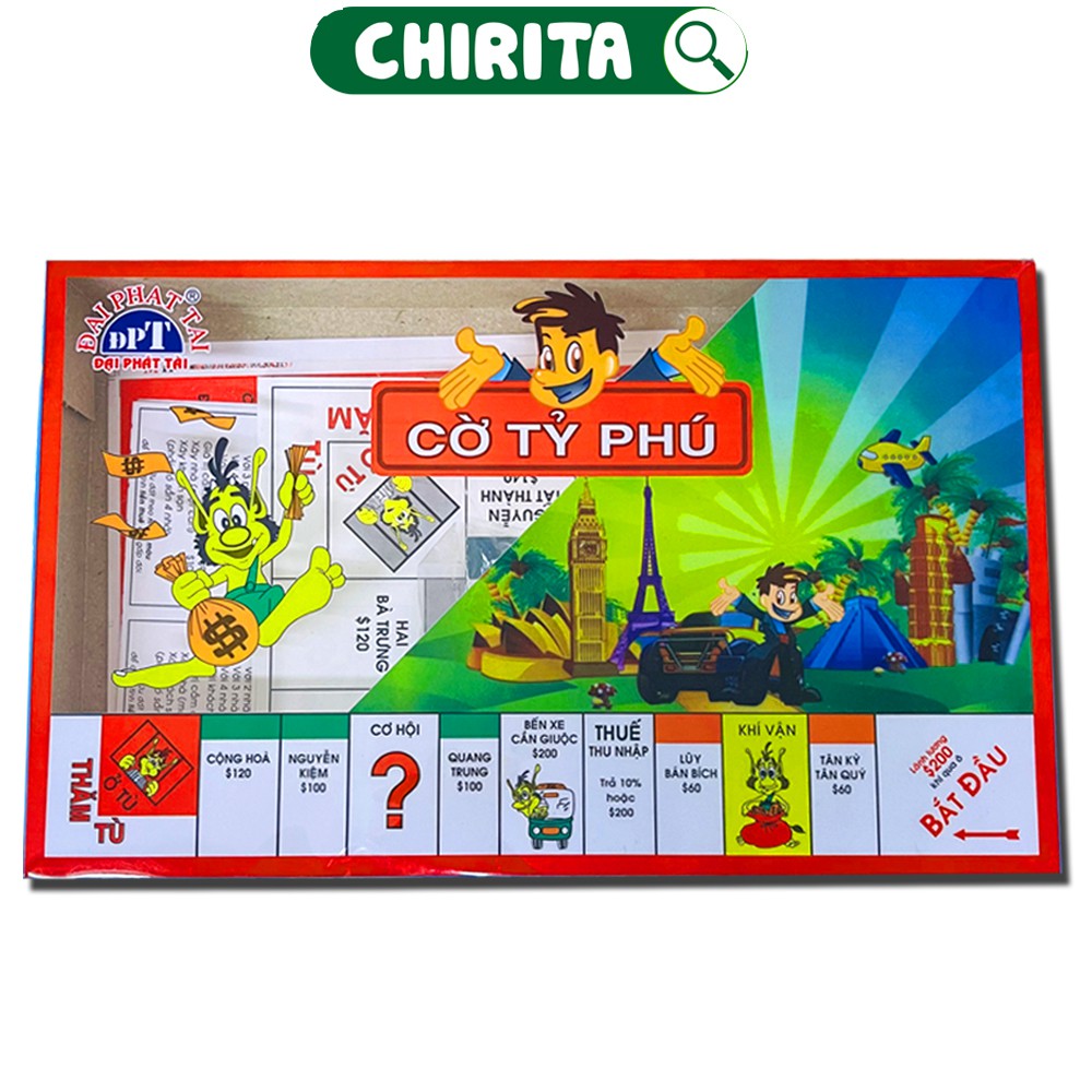 Bộ Cờ Tỷ Phú Đại Phát Tài Cao Cấp, Bàn Cờ Giấy 40 x 40 cm, Boardgame, Đồ Chơi Trẻ Em CHIRITA