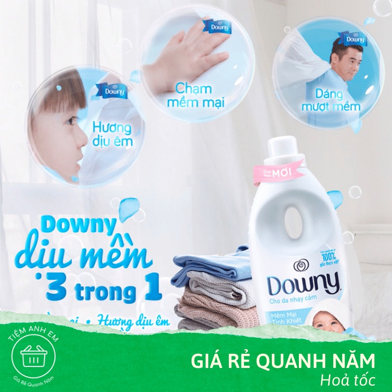 Dây nước xả cho bé Downy mềm mại tinh khiết cho da nhạy cảm 10 gói x 21ml