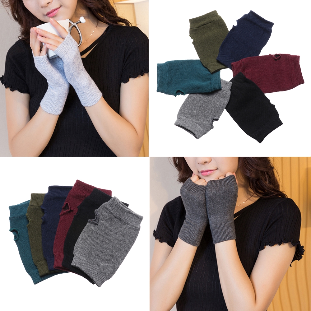 Găng tay len hở ngón giữ ấm ngày đông cho nữ