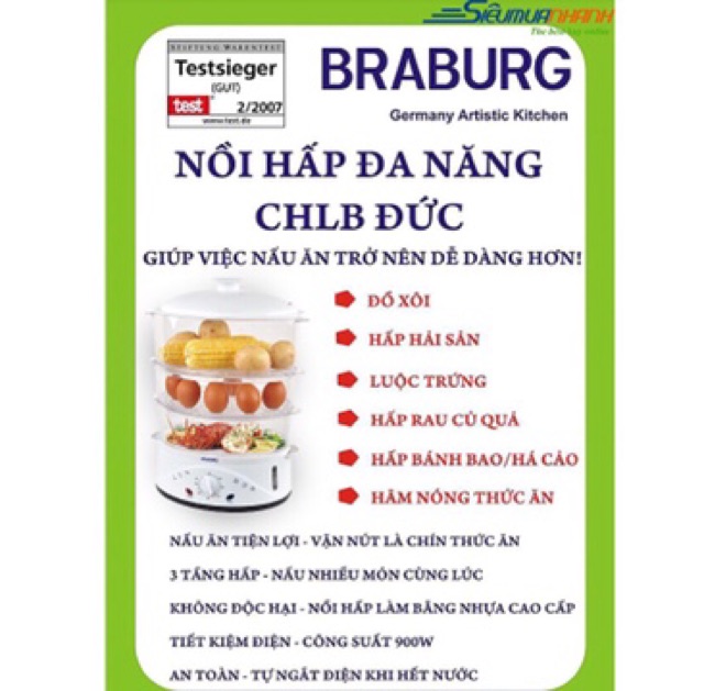 Nồi Hấp đa năng 3 Tầng Braburg công nghệ Đức