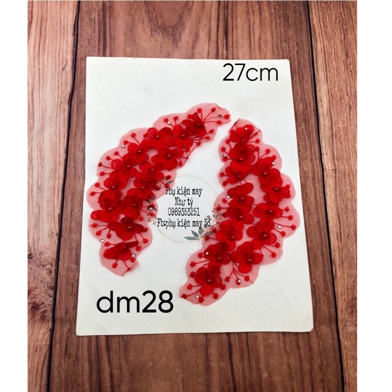 Cặp hoa ren thêu chỉ xinh xinh 27cm