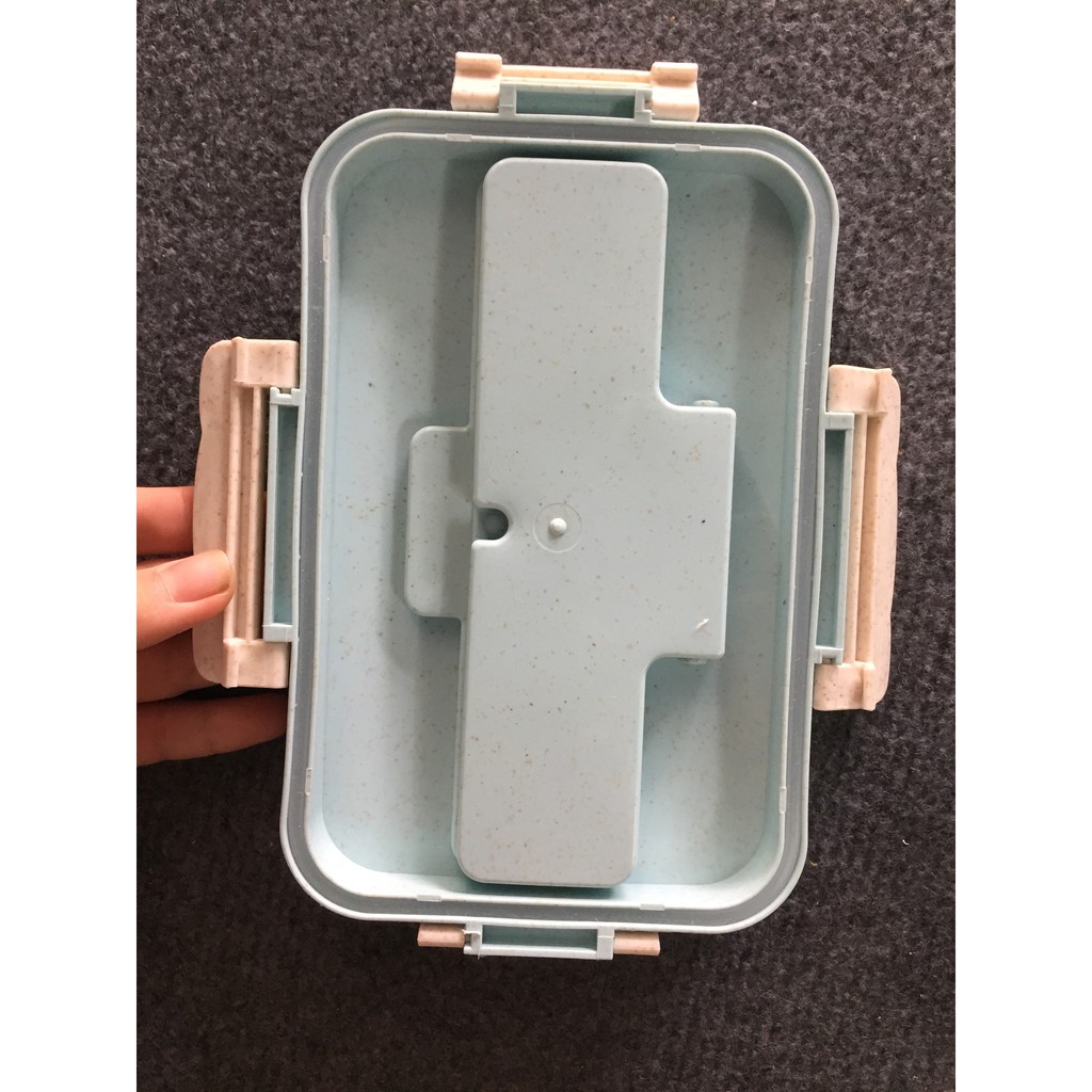 Hộp Đựng Cơm Lúa Mạch 3 Ngăn kèm đũa thìa inox | BigBuy360 - bigbuy360.vn